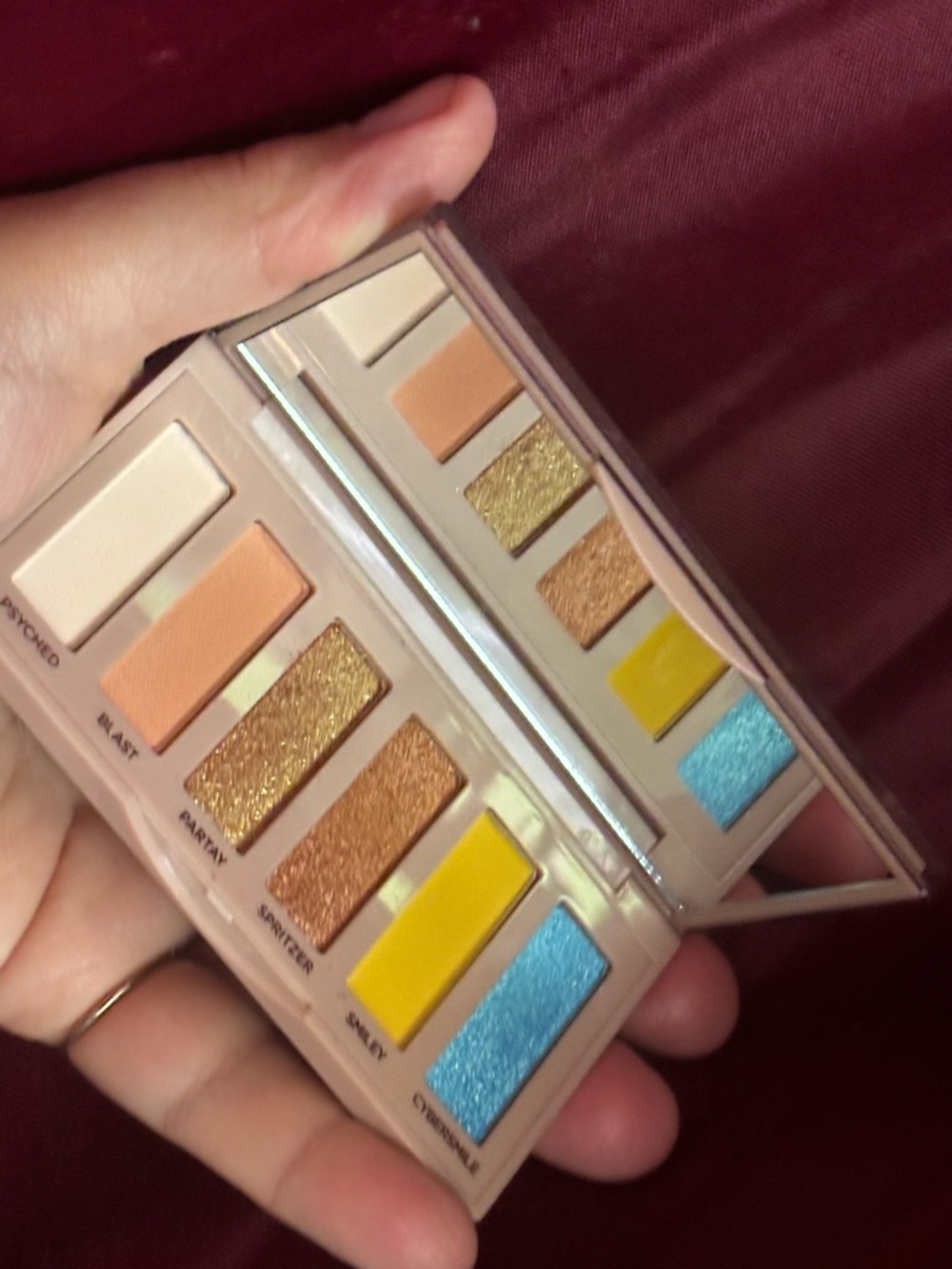 Naked Smiley Vivid Mini Eyeshadow Palette in Yellow, Blue, Peach, Gold, Cream